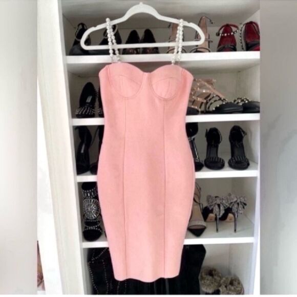 Dresses & Skirts - New Pearls Straps Split Hem Dress size XS